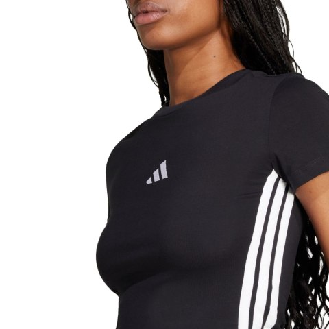 Koszulka damska adidas Essentials 3-Stripes Slim Baby czarno-biała JC8325 Koszulka damska adidas Essentials 3-Stripes Slim Baby czarno-biała JC8325