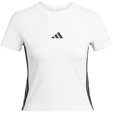 Koszulka damska adidas Essentials 3-Stripes Slim Baby biała JE1239 Koszulka damska adidas Essentials 3-Stripes Slim Baby biała JE1239
