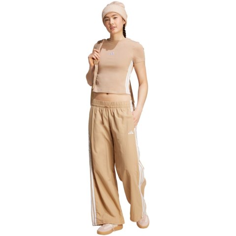 Koszulka damska adidas Essentials 3-Stripes Slim Baby beżowa JX7588 Koszulka damska adidas Essentials 3-Stripes Slim Baby beżowa JX7588