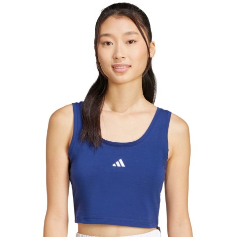Koszulka damska adidas Essentials Small Logo Cotton Lifestyle Tank niebieska JC5939 Koszulka damska adidas Essentials Small Logo Cotton Lifestyle Tank niebieska JC5939