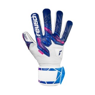 Rękawice bramkarskie Reusch Attrakt RE: Grip NC Junior biało-niebieskie 5572535 4310