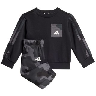 Dres dla dzieci adidas Infinity Camo FL Set czarno-biały JW2456
