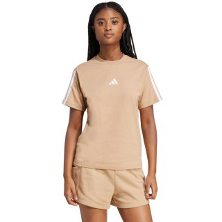 Koszulka damska adidas Essentials 3-Stripes Cotton beżowa JV7359