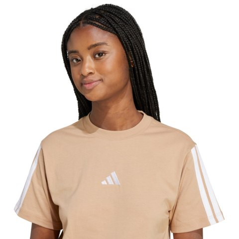 Koszulka damska adidas Essentials 3-Stripes Cotton beżowa JV7359 Koszulka damska adidas Essentials 3-Stripes Cotton beżowa JV7359