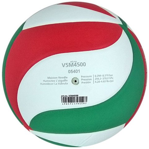 Piłka siatkowa Molten V5M4500 biało-czerwono-zielona Piłka siatkowa Molten V5M4500 biało-czerwono-zielona