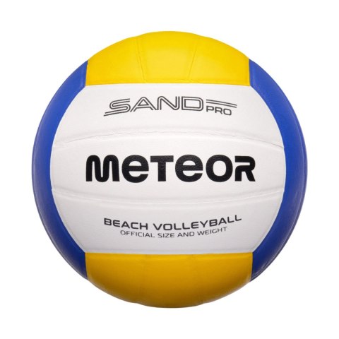 Piłka siatkowa plażowa Meteor biało-żółto-niebieska 17412 Piłka siatkowa plażowa Meteor biało-żółto-niebieska 17412