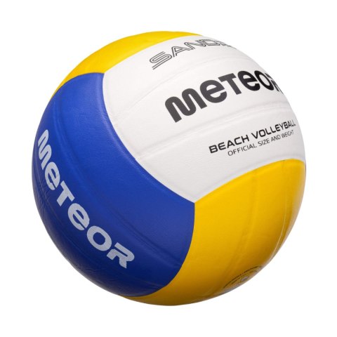Piłka siatkowa plażowa Meteor biało-żółto-niebieska 17412 Piłka siatkowa plażowa Meteor biało-żółto-niebieska 17412