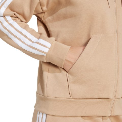 Bluza damska adidas Essentials 3-Stripes Full-Zip Fleece Hoodie beżowa JX7706 Bluza damska adidas Essentials 3-Stripes Full-Zip Fleece Hoodie beżowa JX7706