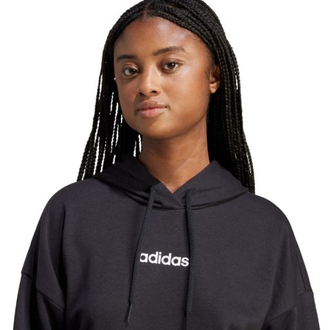 Bluza damska adidas Essentials Linear French Terry Hoodie czarna JV7841