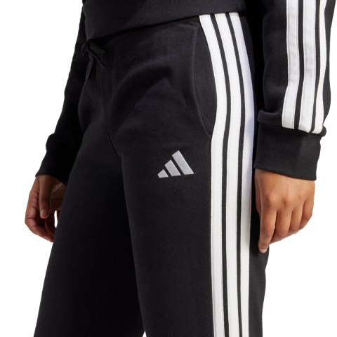 Spodnie damskie adidas Essentials 3-Stripes Fleece Slim czarno-białe JX2543