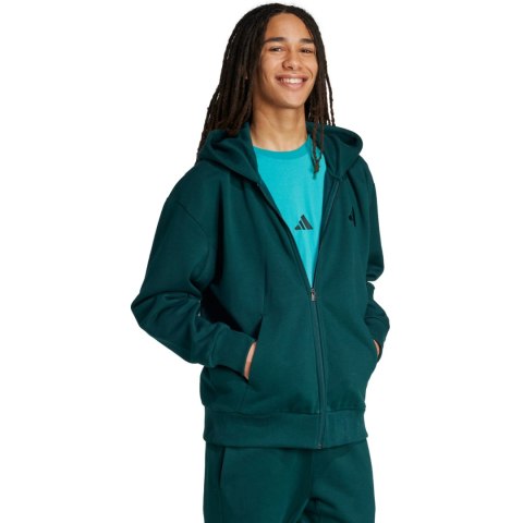 Bluza męska adidas ALL SZN Fleece Full-Zip zielona JX5101