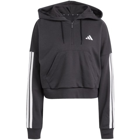 Bluza damska adidas Essentials 3-Stripes French Terry Quarter-Zip Hoodie czarna JN1956 Bluza damska adidas Essentials 3-Stripes French Terry Quarter-Zip Hoodie czarna JN1956