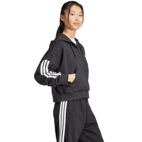 Bluza damska adidas Essentials 3-Stripes French Terry Quarter-Zip Hoodie czarna JN1956 Bluza damska adidas Essentials 3-Stripes French Terry Quarter-Zip Hoodie czarna JN1956