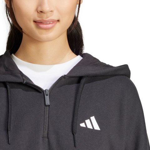 Bluza damska adidas Essentials 3-Stripes French Terry Quarter-Zip Hoodie czarna JN1956 Bluza damska adidas Essentials 3-Stripes French Terry Quarter-Zip Hoodie czarna JN1956