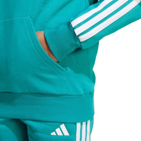 Bluza dla dzieci adidas 3 Stripes Fleece Hoodie 225 turkusowa JN2417 Bluza dla dzieci adidas 3 Stripes Fleece Hoodie 225 turkusowa JN2417