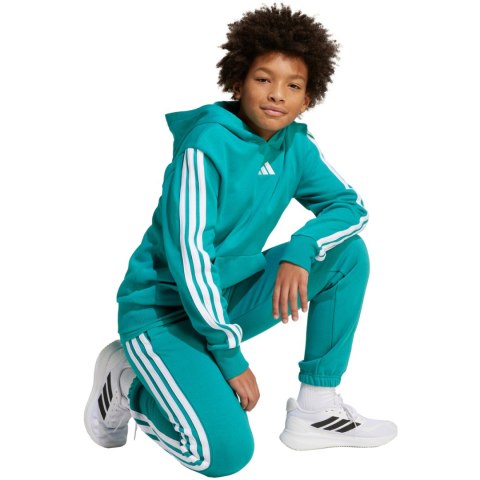 Bluza dla dzieci adidas 3 Stripes Fleece Hoodie 225 turkusowa JN2417 Bluza dla dzieci adidas 3 Stripes Fleece Hoodie 225 turkusowa JN2417
