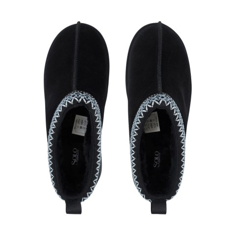 Buty damskie skórzane Solo Soprani Couture Sabot fur Hugh Platform czarne SSW421P22 53