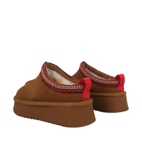 Buty damskie skórzane Solo Soprani Couture Sabot fur Hugh Platform jasny brąz SSW421P22 51