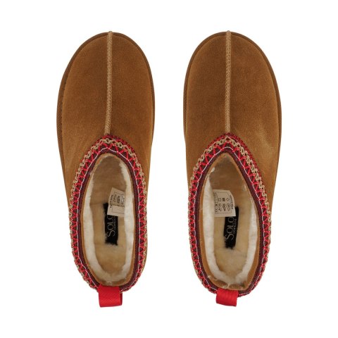 Buty damskie skórzane Solo Soprani Couture Sabot fur Hugh Platform jasny brąz SSW421P22 51