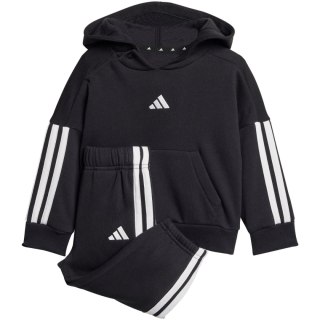 Dres dla dzieci adidas Essentials Joggers 3 Stripes Fleece Hoodie czarny JD6484