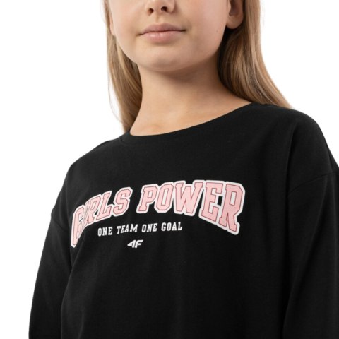 Koszulka dla dziewczynki 4F głęboka czerń HJZ22 JTSDL002 20S