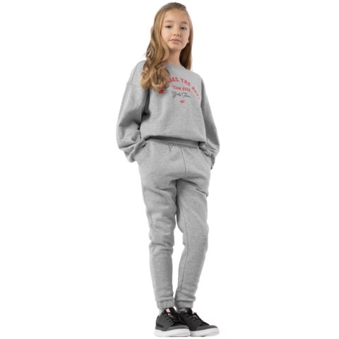 Spodnie dla dziewczynki 4F chłodny jasny szary melanż HJZ22 JSPDD002 27M