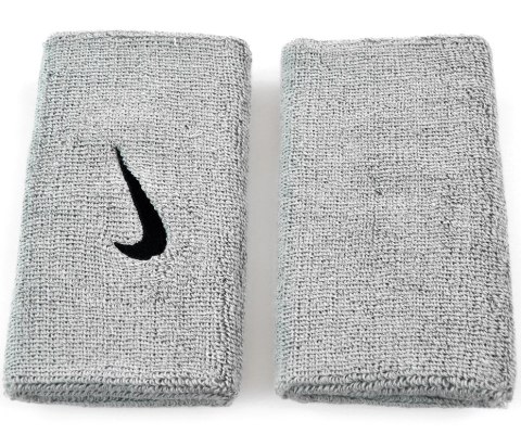 Frotka na rękę szeroka Nike Swoosh Doublewide szara 2szt NN05078