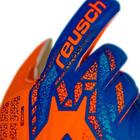Rękawice bramkarskie Reusch Attrakt Solid Junior pomarańczowo-niebieskie 5572515 2290