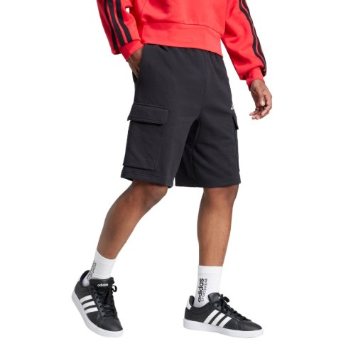 Spodenki męskie adidas Essentials Feel Cozy French Terry Cargo czarne JE6291