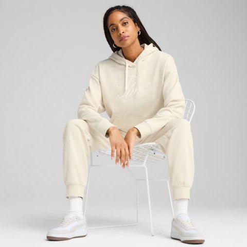 Bluza damska Puma Ess Script Comfort Hoodie kremowa 684983 87