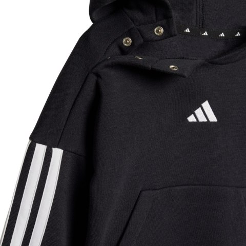 Dres dla dzieci adidas Essentials Joggers 3 Stripes Fleece Hoodie czarny JD6484