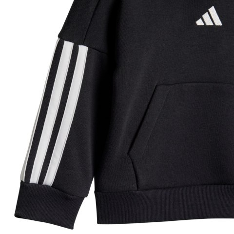 Dres dla dzieci adidas Essentials Joggers 3 Stripes Fleece Hoodie czarny JD6484