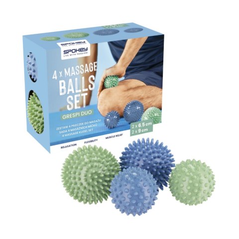 Piłki sensoryczne Spokey Grespi Duo 4 szt. zielono-niebieskie 941537