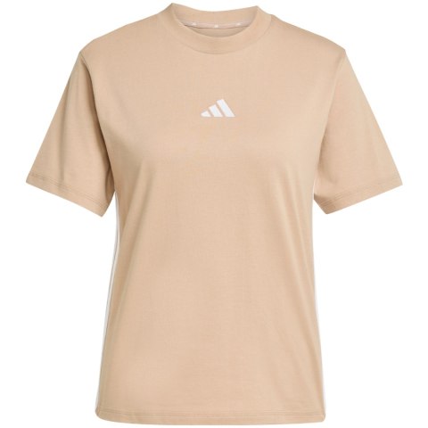 Koszulka damska adidas Essentials 3-Stripes Cotton beżowa JX7616