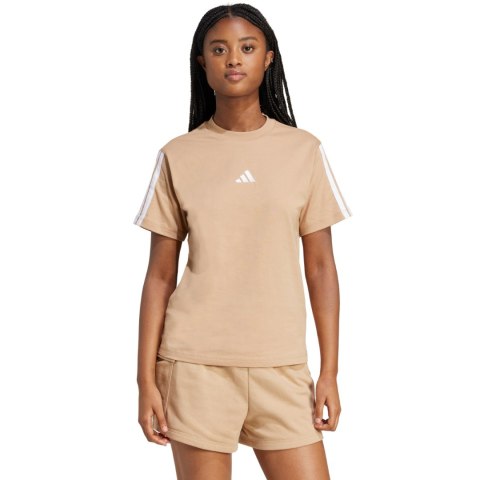 Koszulka damska adidas Essentials 3-Stripes Cotton beżowa JV7359