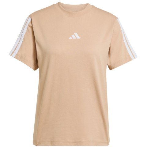 Koszulka damska adidas Essentials 3-Stripes Cotton beżowa JV7359