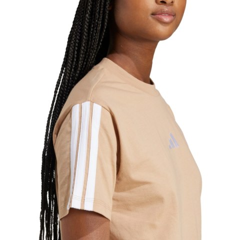 Koszulka damska adidas Essentials 3-Stripes Cotton beżowa JV7359
