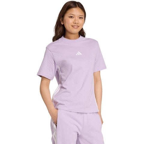 Koszulka damska adidas Essentials 3-Stripes Cotton jasnofioletowa JX7619