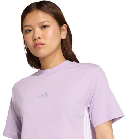 Koszulka damska adidas Essentials 3-Stripes Cotton jasnofioletowa JX7619
