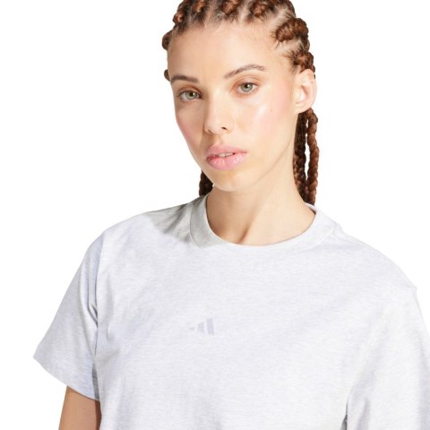 Koszulka damska adidas Essentials Small Logo Cotton jasnoszary melanż JC5945