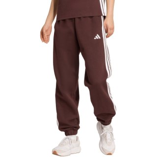 Spodnie damskie adidas Essentials 3-Stripes Fleece Loose-Fit brązowe JY3069