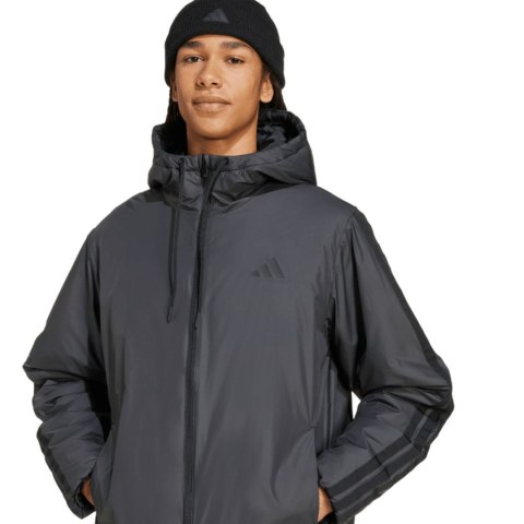 Kurtka męska adidas Essentials Climawarm 3 Stripes Insulated Hooded czarna KB8149