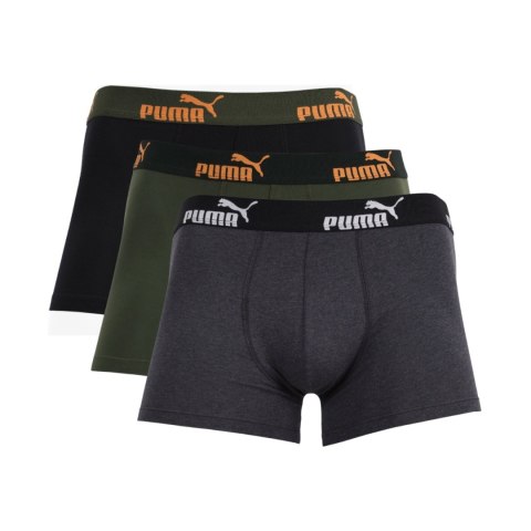 Bokserki męskie Puma 3-pack szare, zielone, czarne 100003547 3731/003 020