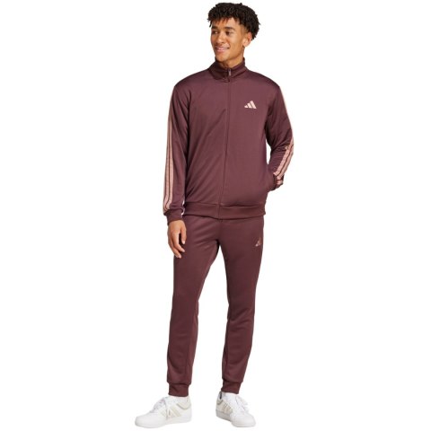 Dres męski adidas Sportswear Basic 3-Stripes French Terry brązowy JI8872