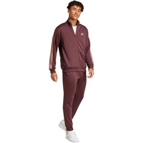 Dres męski adidas Sportswear Basic 3-Stripes French Terry brązowy JI8872