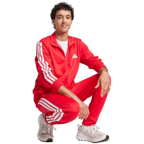 Dres męski adidas Sportswear Basic 3-Stripes Tricot czerwony JX8731