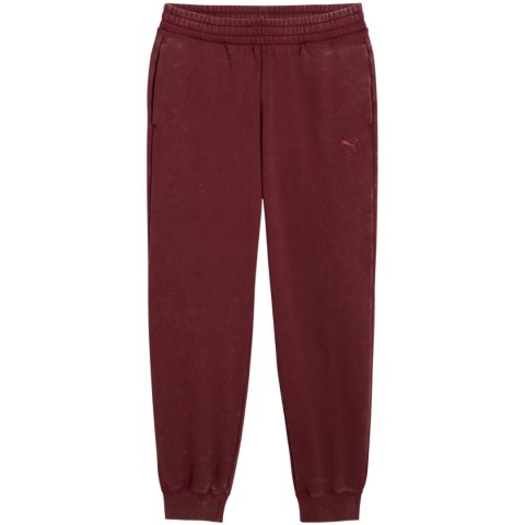 Spodnie damskie Puma ESS Elevated Comfort Wash Sweatpants bordowe 688104 96