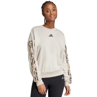 Bluza damska adidas Animal Print 3-Stripes French Terry Sweatshirt kremowa JM1836