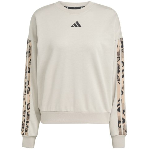 Bluza damska adidas Animal Print 3-Stripes French Terry Sweatshirt kremowa JM1836