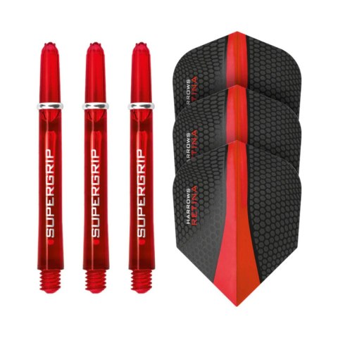 Harrows Twin Pack 3 Flights+3 Shafts Medium red